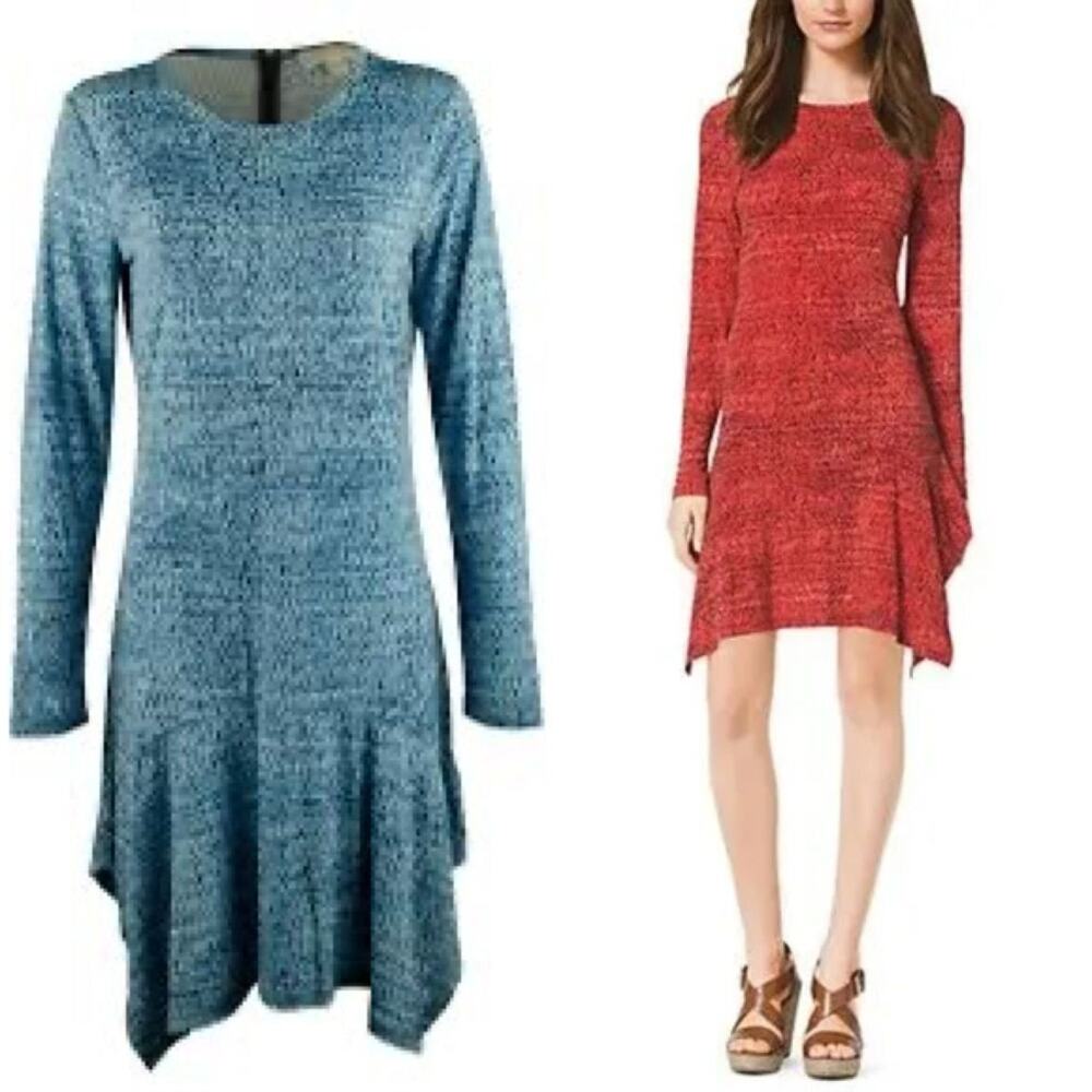 NWT Michael Kors DRESS $110 Sz L Lagenlook Boho Abstract Drop-Waist Stretch